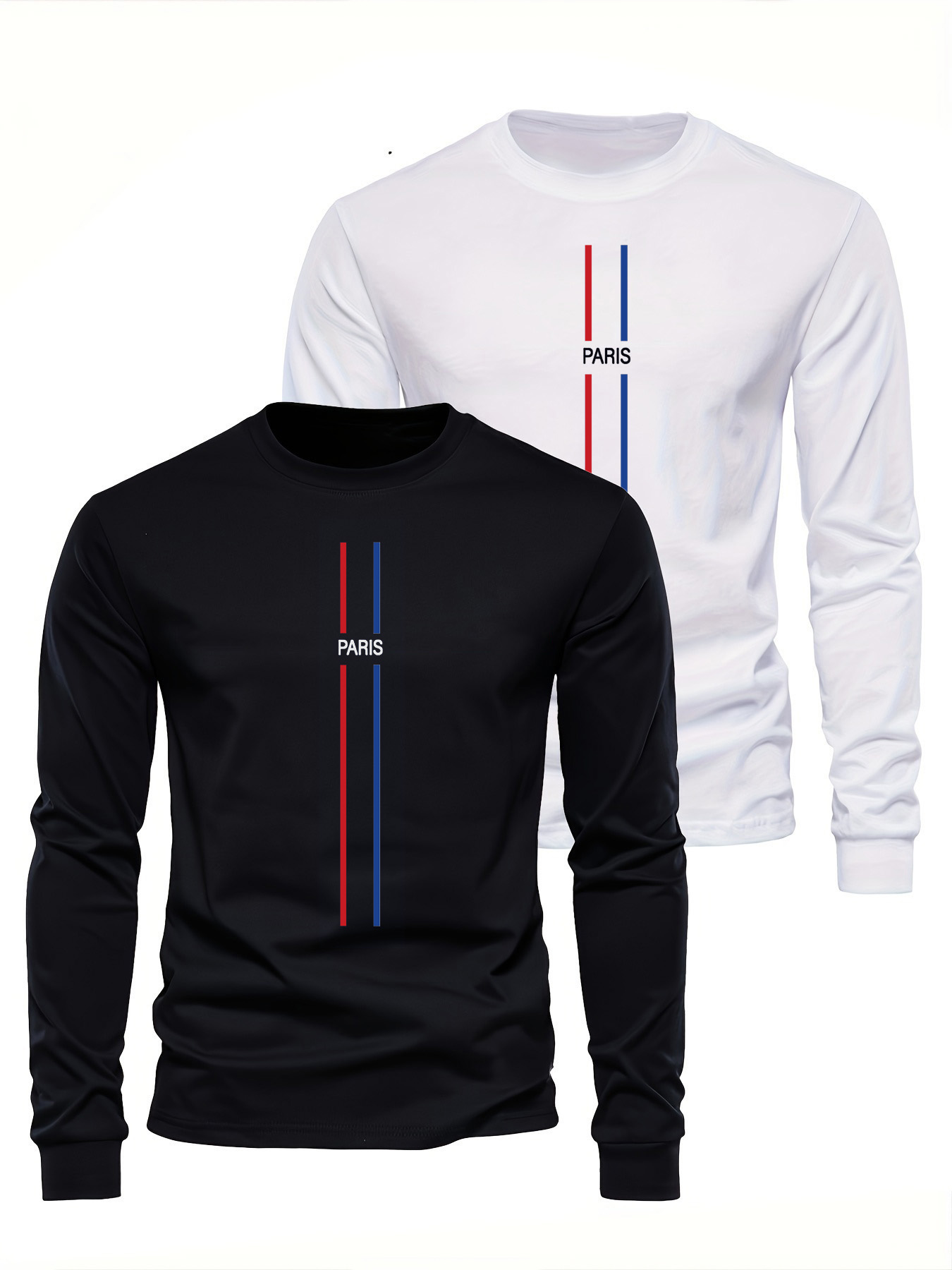 Men'S Fashion T Shirts - تي شيرت رجالي طويل الأكمام، مصنوع