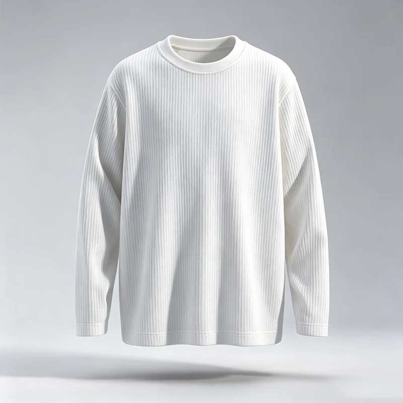 Men'S Fashion T Shirts - تيشيرت رجالي بأكمام طويلة وياقة دائرية،