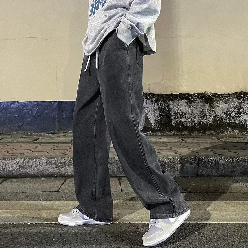 جينز رجالي فضفاض بأسلوب كوري ع - مراجعة Men'S Fashion Grey Jeans وسعره