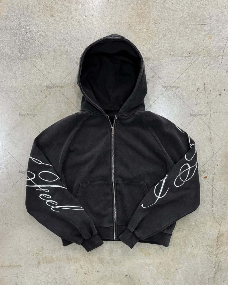 Y2K harajuku القوطية إلكتروني  - مراجعة Mens Fashion Zip Up Hoodies وسعره
