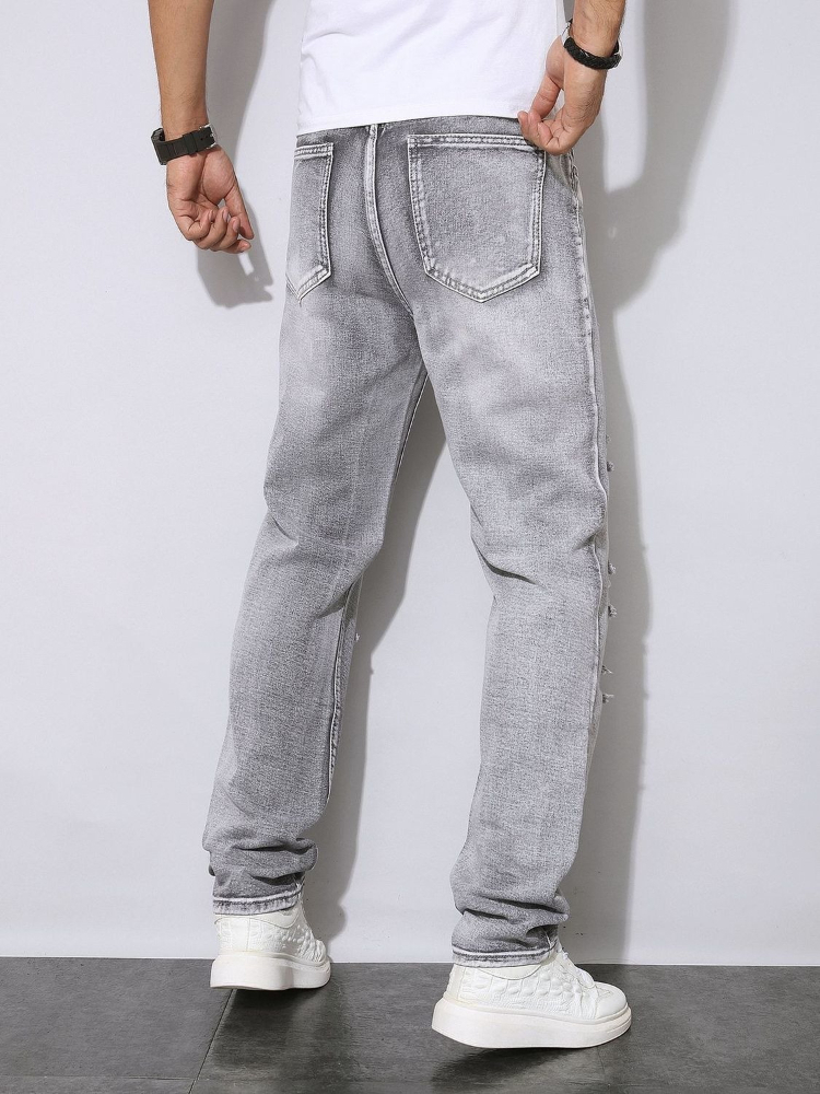 بنطلون جينز رمادي ممزق للرجال  - مراجعة Men'S Fashion Grey Jeans وسعره