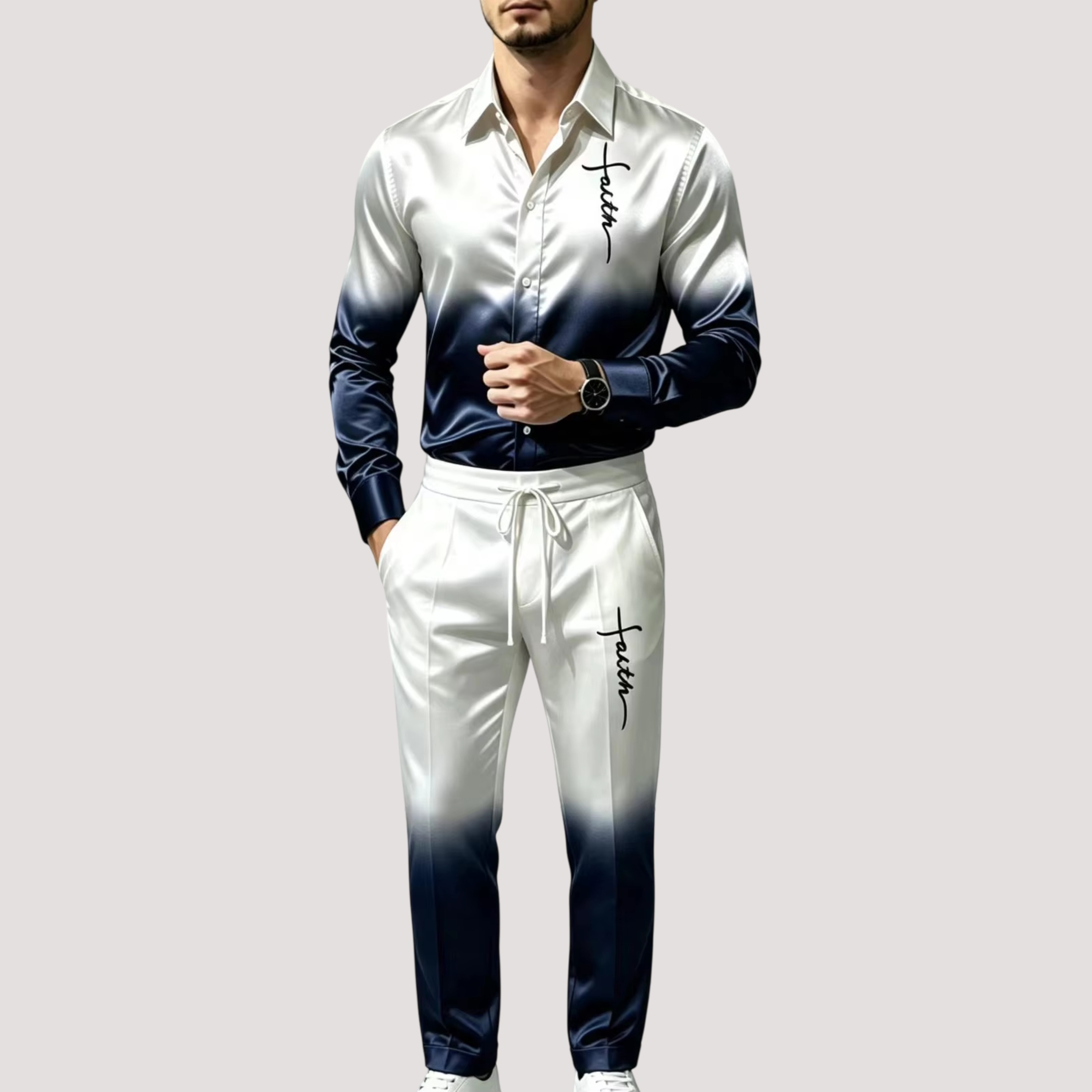 بدلة رياضية رجالية من الساتان  - مراجعة Mens Fashion Clothes وسعره