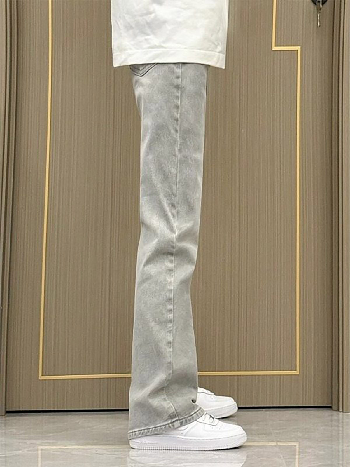 جينز رجالي مستقيم الساق بلون ر - مراجعة Men'S Fashion Grey Jeans وسعره
