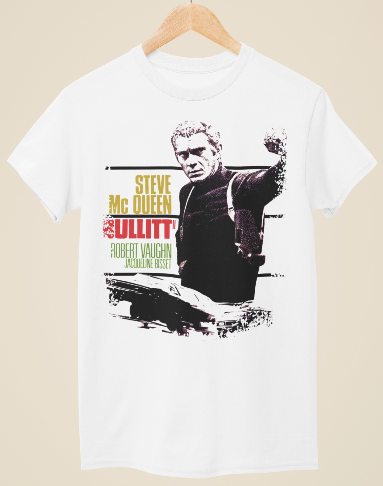 Bullitt-تي شيرت أبيض مستوحى من - مراجعة Poster Men Fashion وسعره